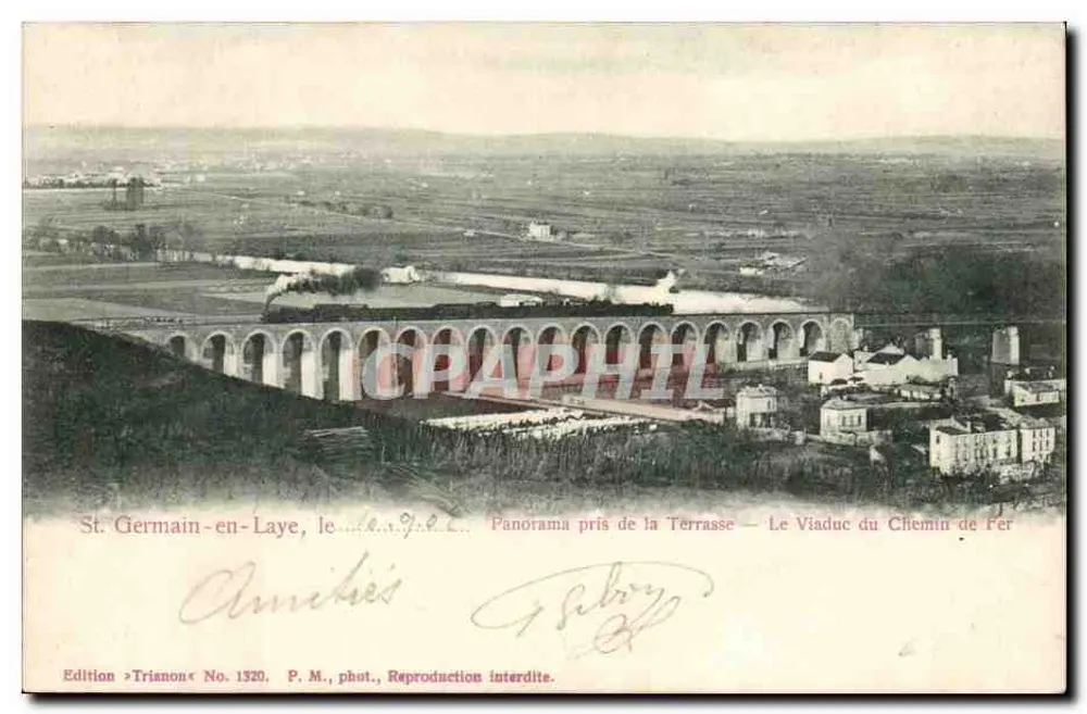 St-Germain-en-Laye — Panorama vom Terrassenbereich — Der Eisenbahnviadukt — Trianon-Ausgabe Nr. 1320 - Vorderseite