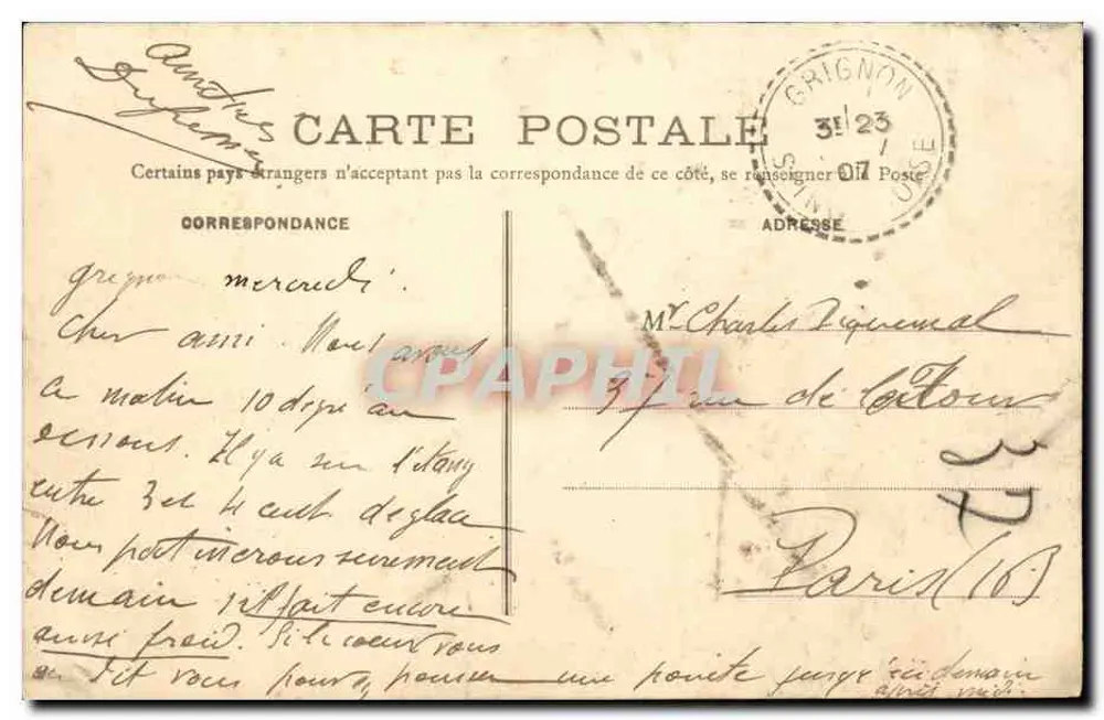Escola Nacional de Agricultura — Grignon — Fachada principal — L. Fréton, fot. - Chicotene M. A., editor - Verso