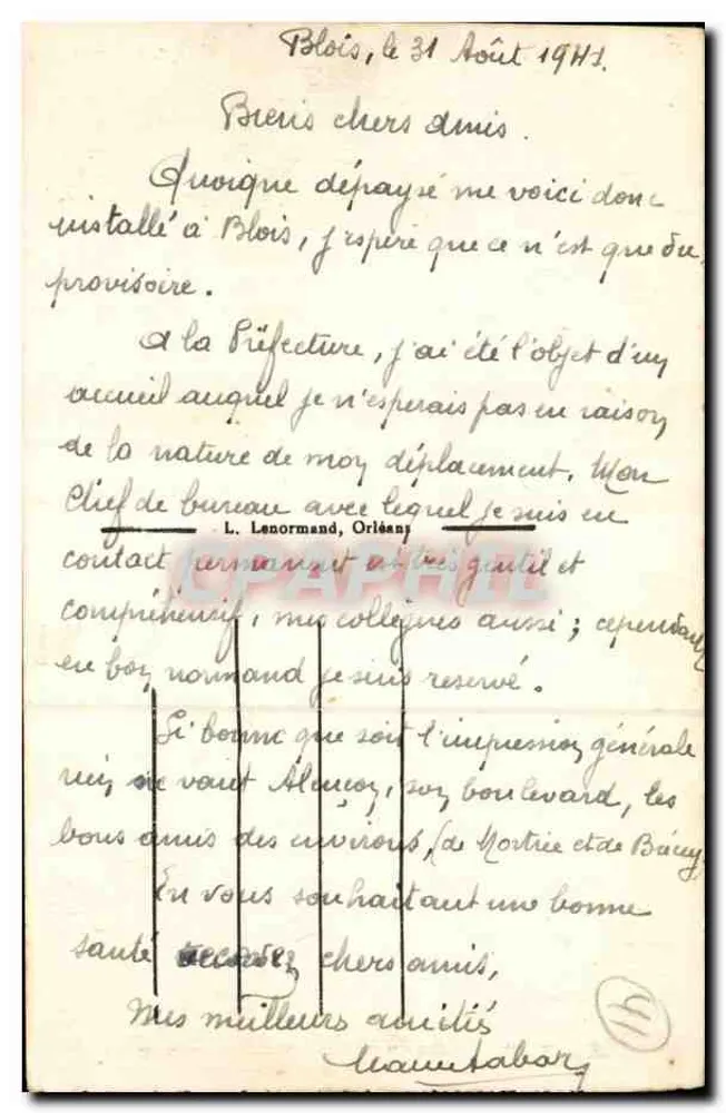 Bleis (L.-et-C.) — A Rue Denis-Papin — P. Le Menez, Cirurgião Dentista - Verso