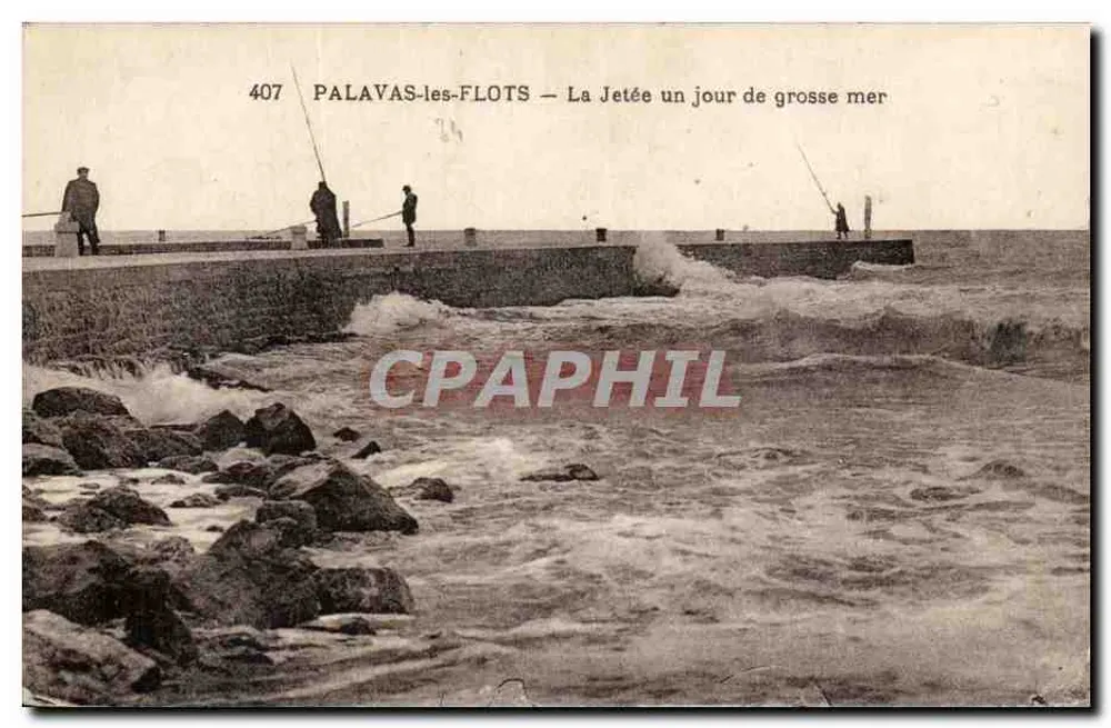 Palavas-les-Flots — Die Mole an einem Tag mit stürmischem Meer — Nr. 407 - Vorderseite