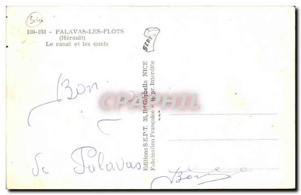 Palavas-les-Flots — Der Kanal und die Kai — Éditions S.E.P.T. NICE - Rückseite