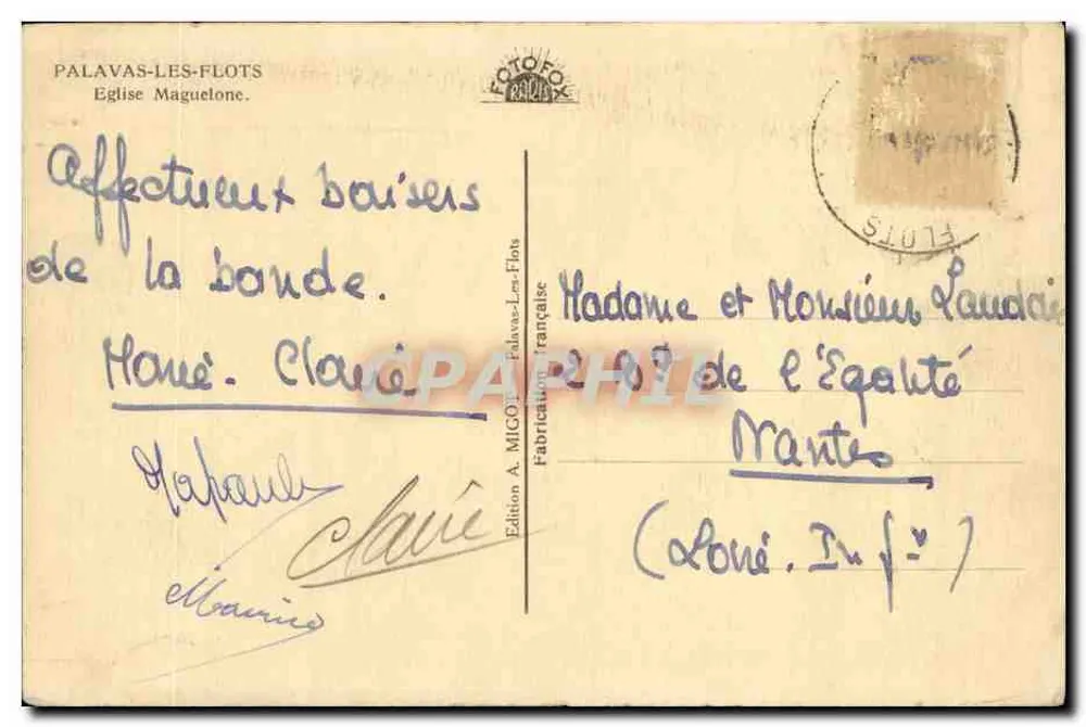 Palavas-les-Flots — Kirche Maguelone — Verlag A. Migot, Palavas-les-Flots - Rückseite