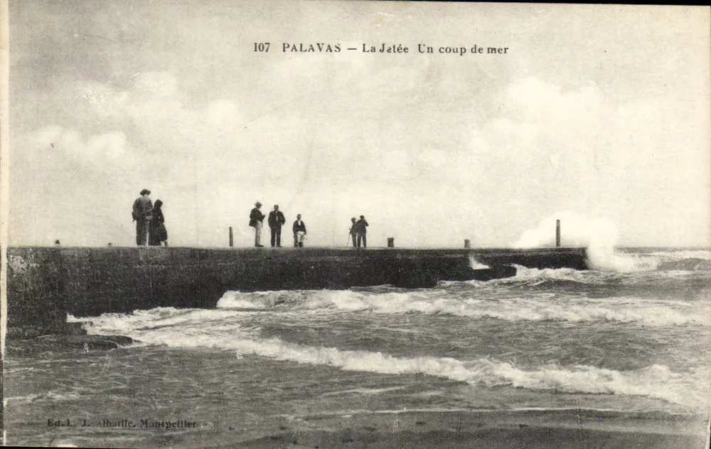 Palavas — La Jetée — Ein Meeressturm — Verlag L. J. Albartle, Montpellier - Vorderseite