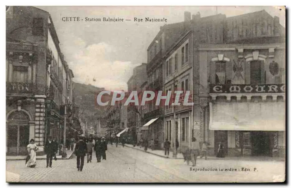 Gette - Estação Balnear — Rue Nationale — Editor P. Mourou - Frente
