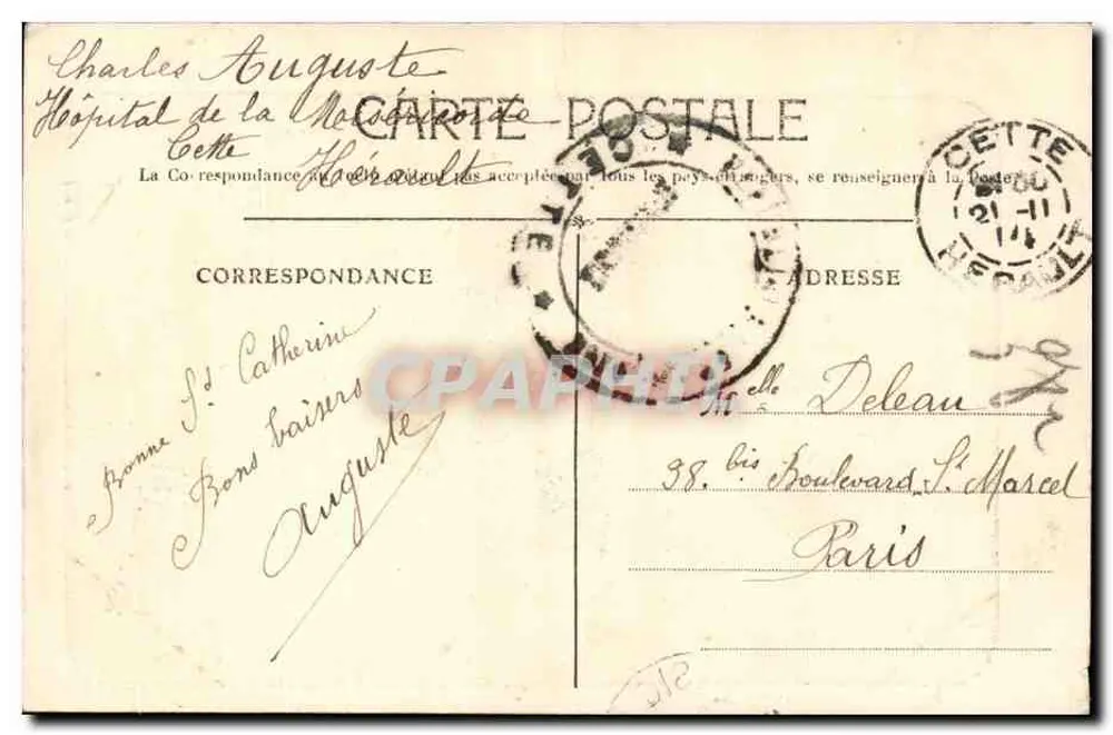 CETTE — Panorama des Hafens, Abstieg der Beduinen — F. Coste, Verlag Paris - Rückseite