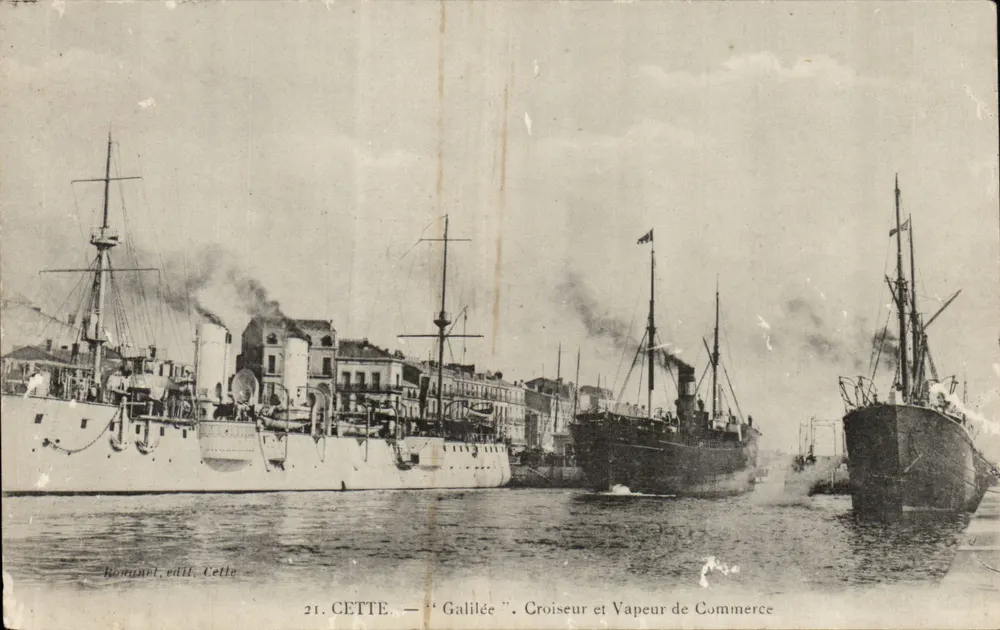 CETTE — "Galilée". Cruzeiro e Navio de Comércio — Bomnuel, editor Cettie - Frente