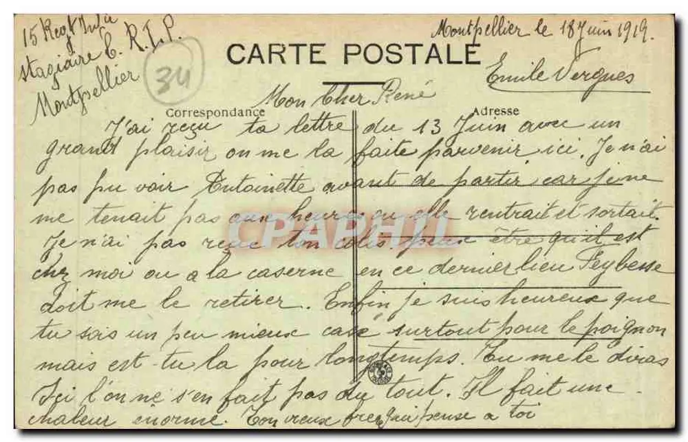 Palavas — A Praia — Edit. J. Joué, Bazar Populaire, Montpellier - Verso