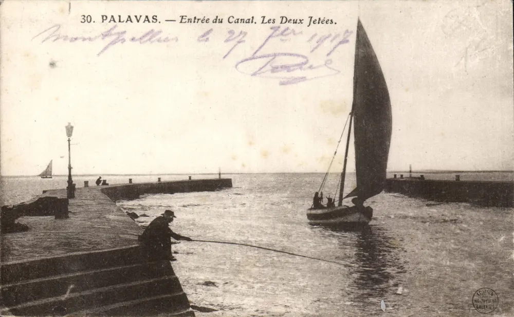 Palavas — Eingang zum Kanal. Die beiden Molen — Nautifécie Galeries - Vorderseite