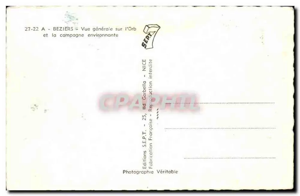Allgemeiner Blick auf den Orb und die umliegende Landschaft — Beziers — Editions S.E.P.T. - 27-22 A - Rückseite