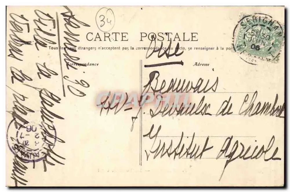 Béziers — As Margens do Canal — Recordações - Verso
