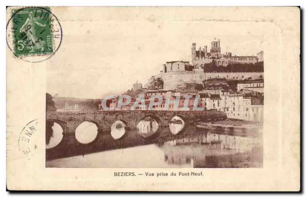 Béziers — Ansicht vom Pont-Neuf — Phototypie J. Mazel-Pons - Vorderseite