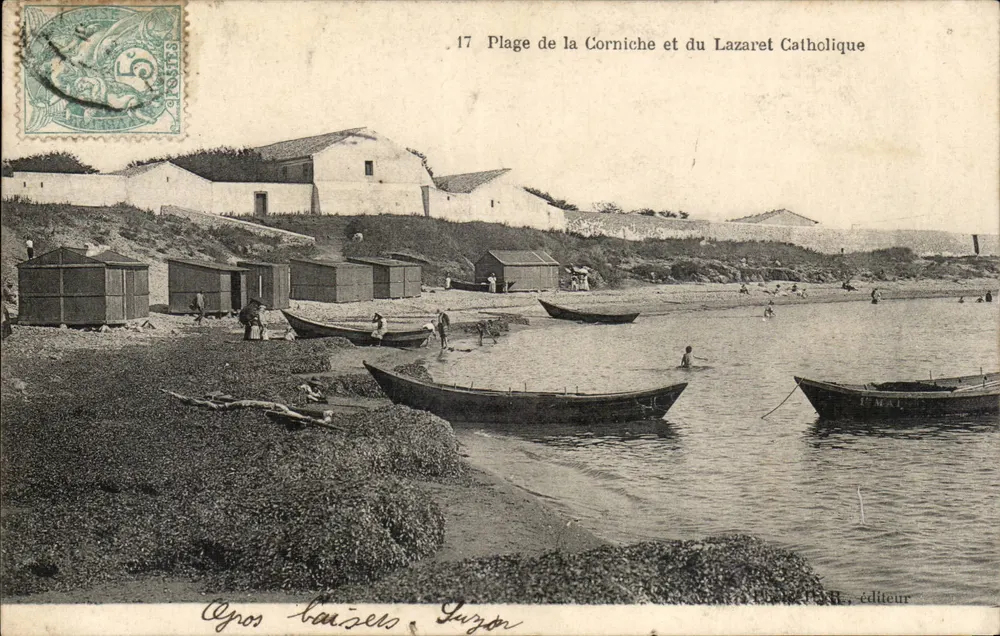 Playa de la Corniche y del Lazaret Católico — editor Juzon, n°17 - Anverso