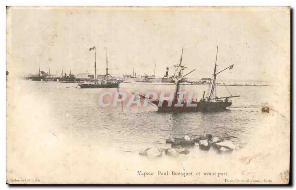 Dampfschiff Paul Bousquet und Hafen — Galeries Cettois, Foto Pautet-Goplamy, Cetia - Vorderseite