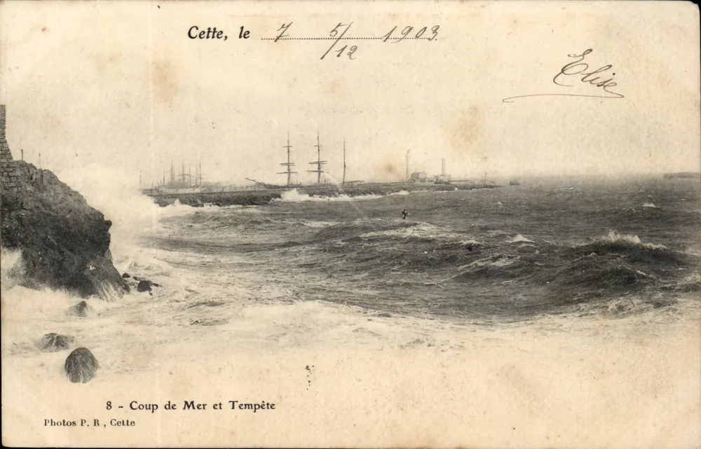 Côte de Cetté — Coup de Mer et Tempête — Fotografie P. R., Cetté, n°8 - Awers