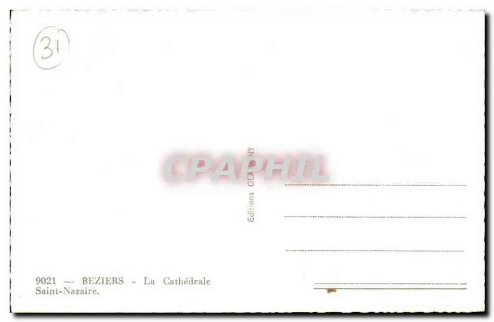 Béziers — Ansicht der Kathedrale Saint-Nazaire — Editions GLAINE NY - Rückseite