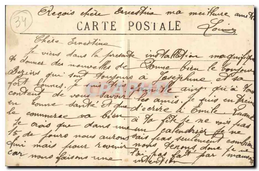 Béziers — O Quartel Geral — M. Pons, Béziers - Verso