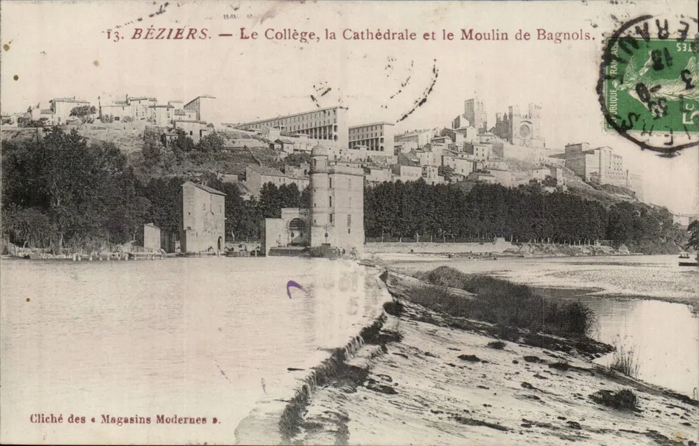 Béziers — Das Kollegium, die Kathedrale und das Mühle von Bagnols — Cliché des Magasins Modernes - Vorderseite