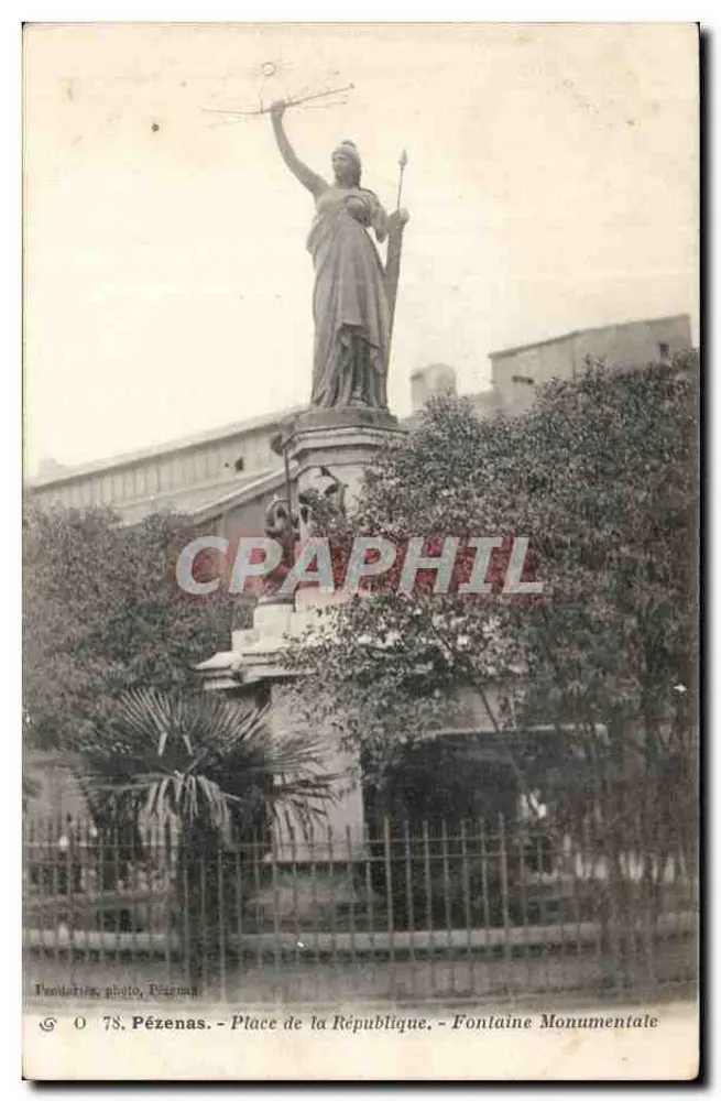 Pézenas - Place de la République - Monumentale Fontäne — Verlag Pundakia, n° 78 - Vorderseite