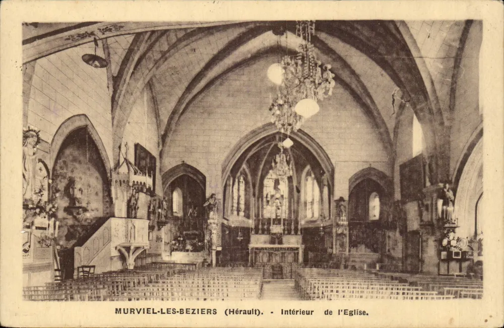Murviel-lès-Béziers (Hérault) — Interior da Igreja — Phototypia La Seyne-sur-Mer - Frente