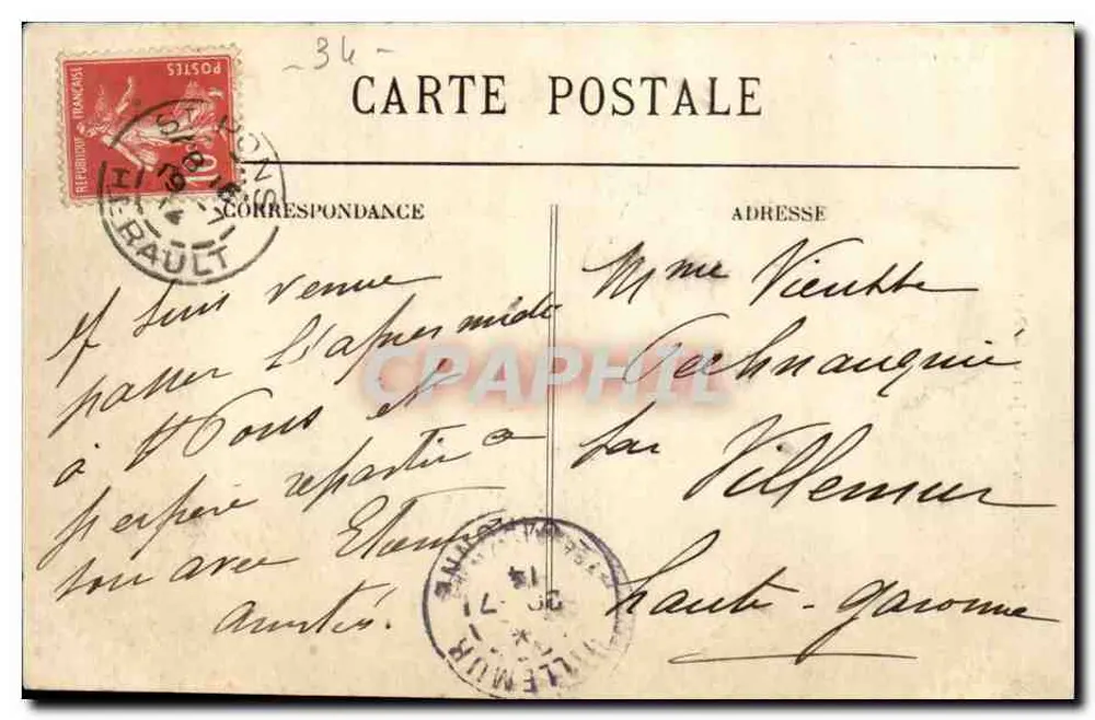 Saint-Pons — Ansicht des Jaur und der Brücke zwischen Deux-Villes — E. Lettre, GUIL, 34-2033 - Rückseite