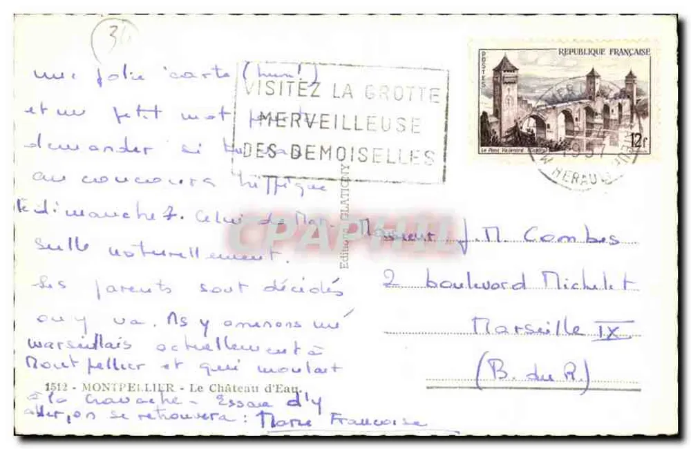 O Castelo da Água — Montpellier — Editor Clatichy - Verso