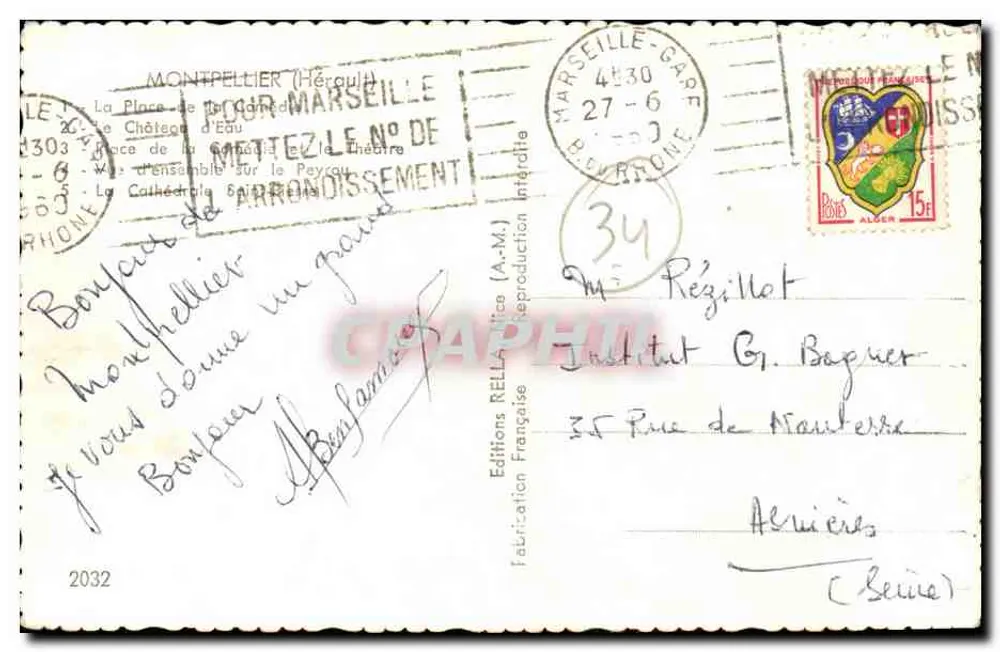 Montpellier — Lembrete de Montpellier — Edições Rella - Verso
