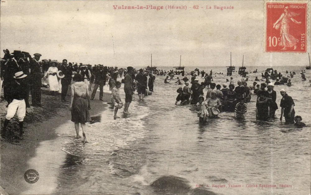 Valras-la-Plage (Hérault) - 62 - A Natação — Edit. A. Roques, Toulouse - Cliché Eychenne, Béziers - Frente