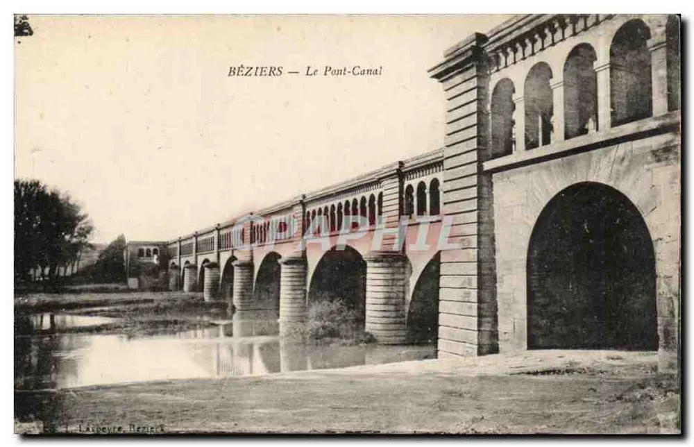 BÉZIERS — O Ponte-Canal — Lithografia Berger - Frente
