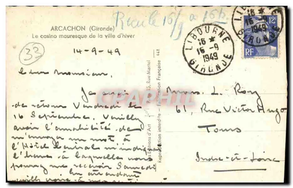 Das maurische Casino von Arcachon — Arcachon (Gironde) — Éditions Françaises - Rückseite