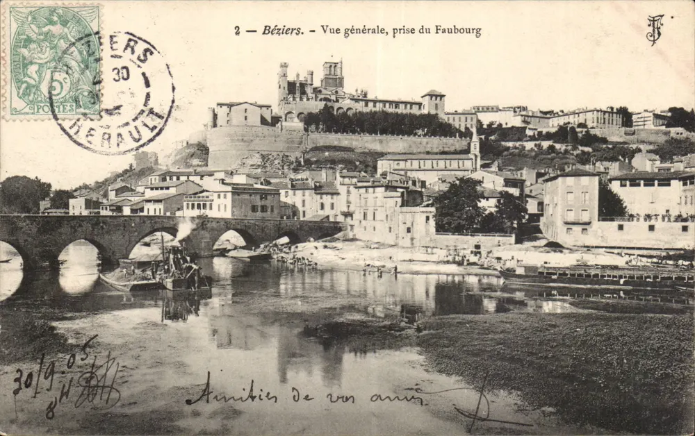 Béziers — Vista geral, tirada do Faubourg — Editor F. (n°2) - Frente