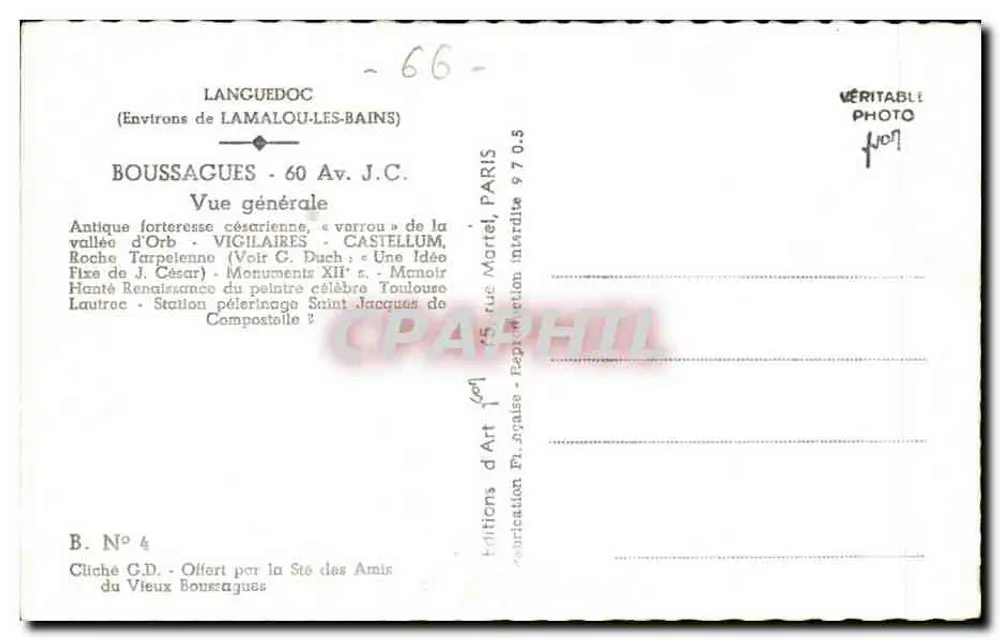 Boussagues — Vue générale — Éditions G.D. (n°4) - Verso