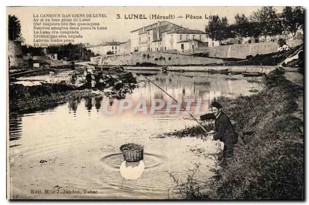 Fischen in Lunel — Hérault — Verlag Mlle J. Jaudon, Tabakladen - Vorderseite