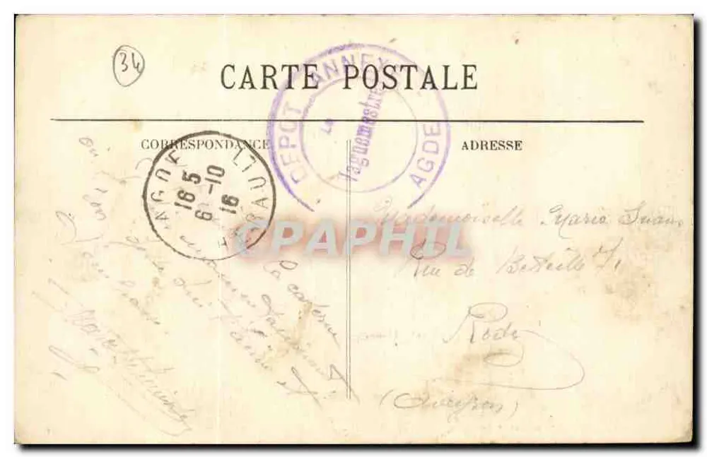 Agde - Casa Militar Mirabel — editor E. & C. Linaux, n°32 - Verso