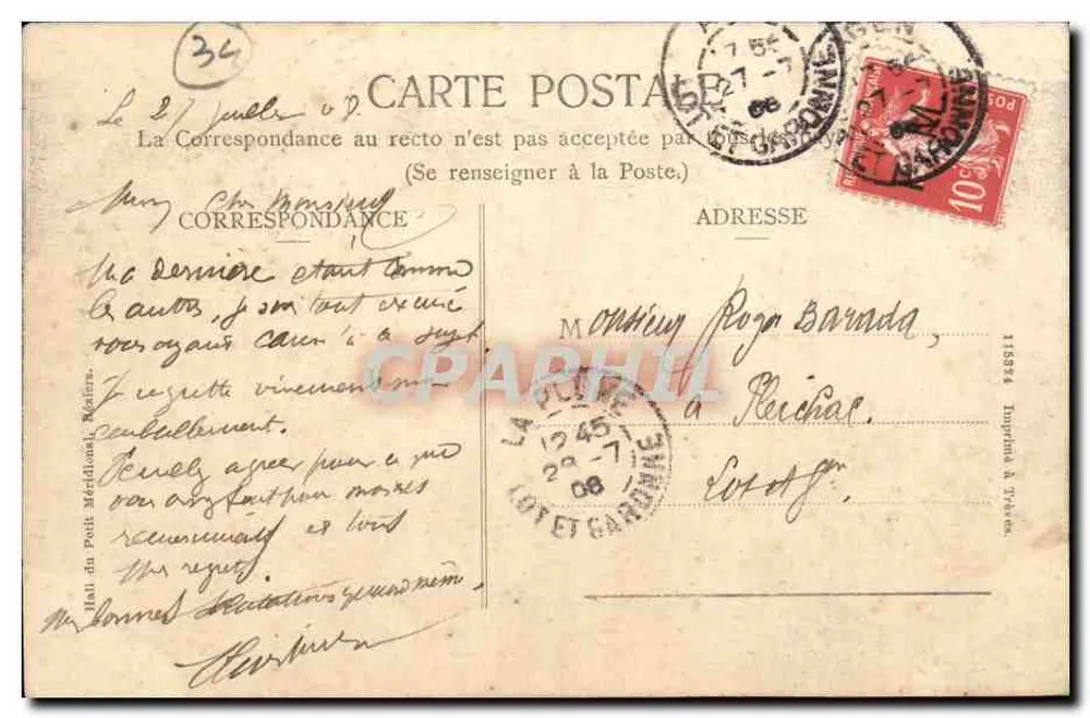 Béziers - Estátua de Paul Riquet — editor Dimas, número de série não visível - Verso
