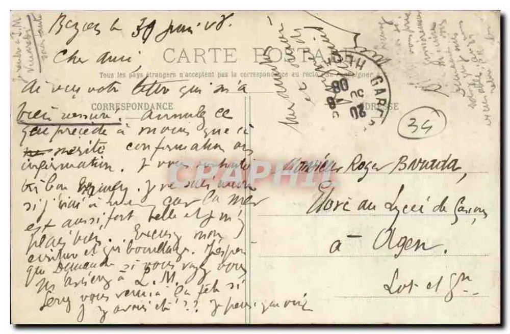Béziers — Haupteingang des Plateau des Poètes — M. Pens, phot. - Rückseite