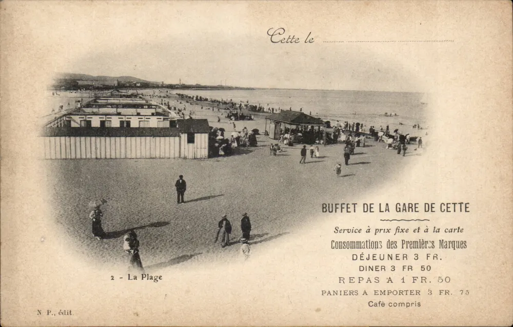 A Praia — Buffet da Estação de Estações de Cette — N.P. édit. - Frente