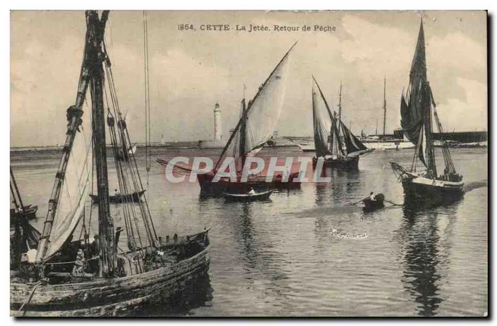 CETTE - A Ponte, Retorno da Pesca — 1864, editor não visível - Frente