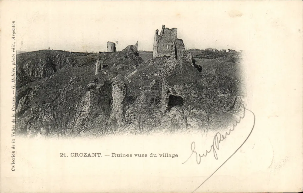CROZANT — Ansicht der Ruinen vom Dorf — G. Mobire photo edit., Argenton - Vorderseite