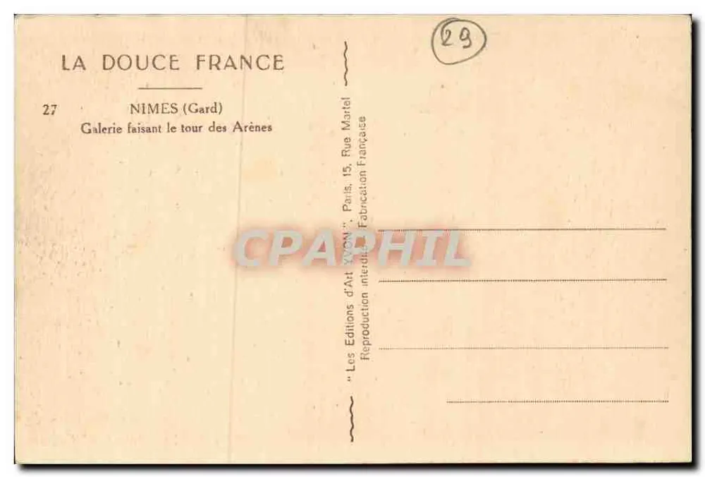 Nîmes (Gard) — Galerie um die Arenen — Les Éditions d'Art WON, Paris - Rückseite