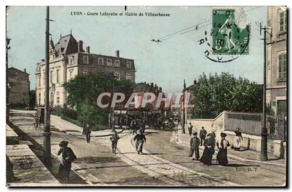 LVON - Cours Lafayette und Rathaus von Villeurbanne — Edit. D. T. - Vorderseite