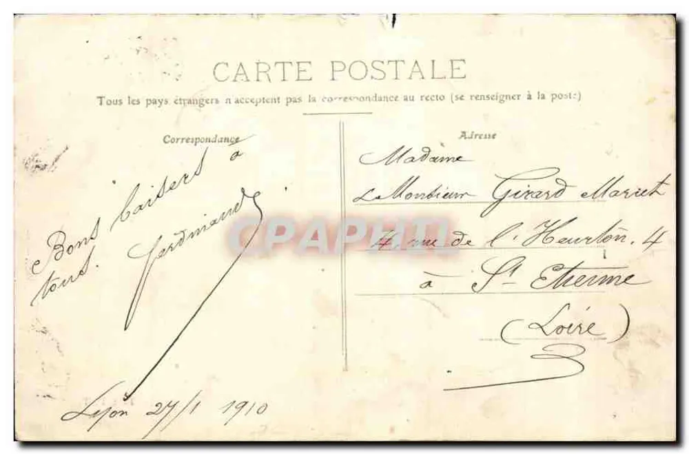 LVON - Cours Lafayette und Rathaus von Villeurbanne — Edit. D. T. - Rückseite