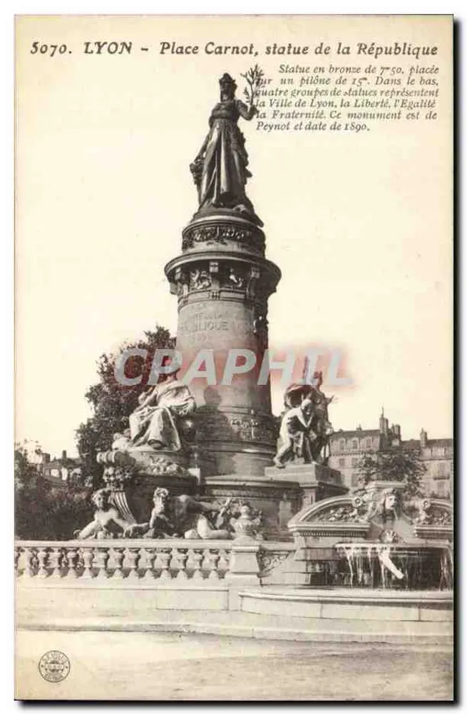 LYON - Place Carnot, estátua da República — editor não visível, número de série 5070 - Frente