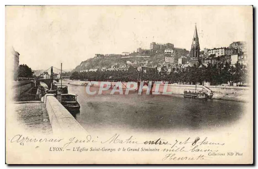 LYON — Die Kirche Saint-Georges & das Grand Séminaire zwischen Fontänen — Collections ND Phot - Vorderseite