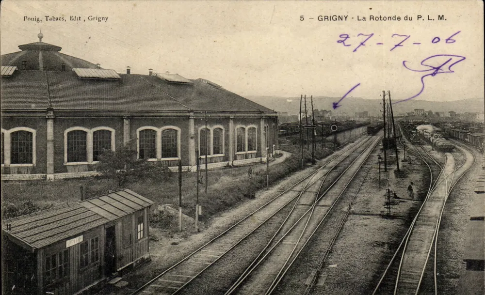 Grigny - Die Rotonde des P.L.M. — Verlag Pouig, Tabacs, Edit, Grigny — n°5 - Vorderseite