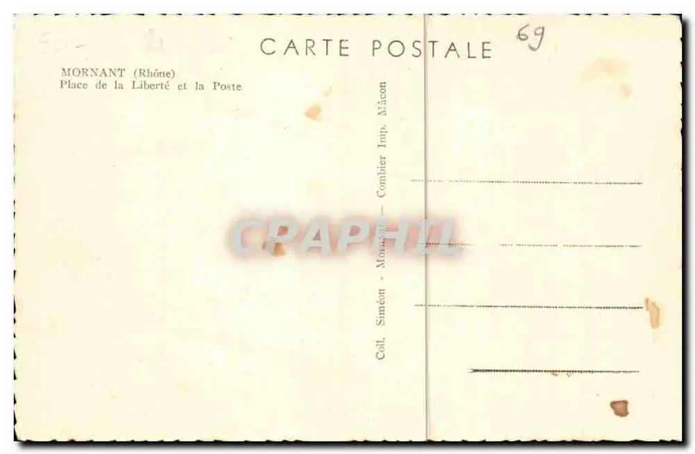 Mornant (Rhône) — A Praça da Liberdade e a Postagem — Cimy - Verso