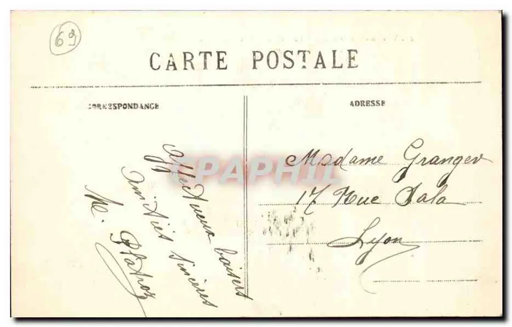 Vaugneray (Rhône) — A Praça e o Hotel Gonichon — Deloime, editor, L'Aibresle - Verso