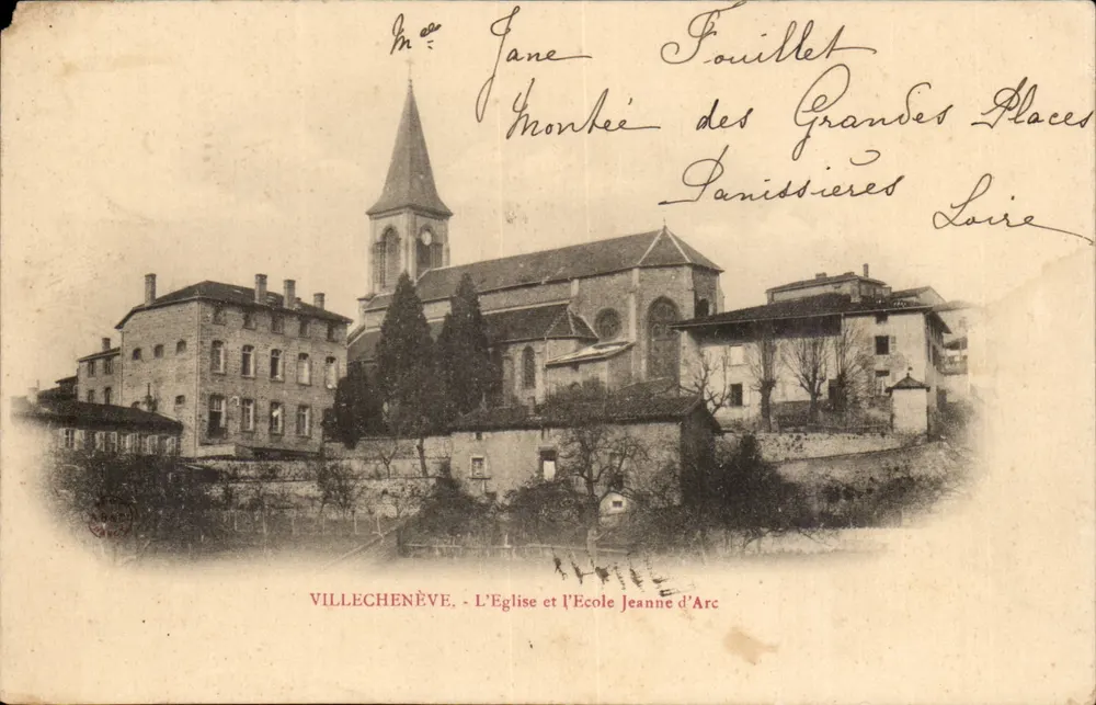 Villechenève - Die Kirche und die Schule Jeanne d'Arc - Vorderseite