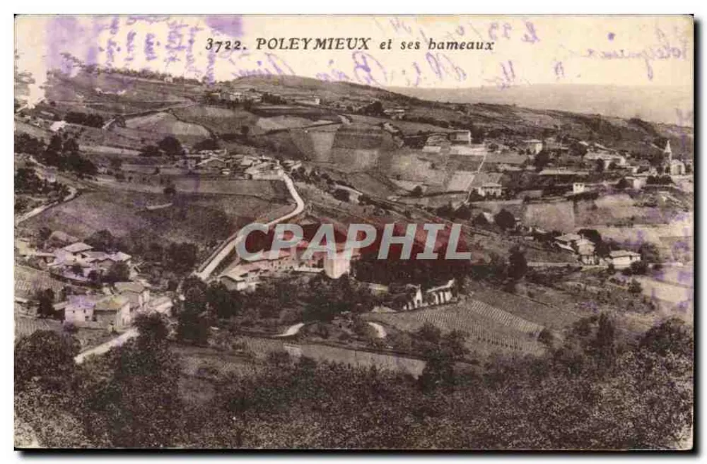 Poleymieux e seus povoados — vista aérea — editor desconhecido, n° 3722 - Frente