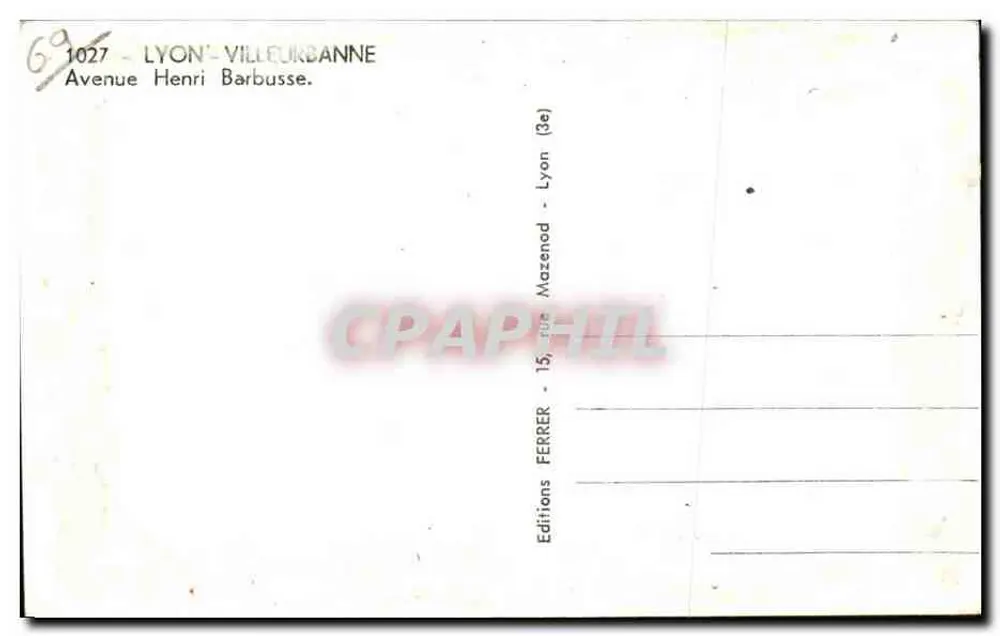 Avenue Henri Barbousse — Lyon-Villeurbanne — Editions Ferrer - Rückseite