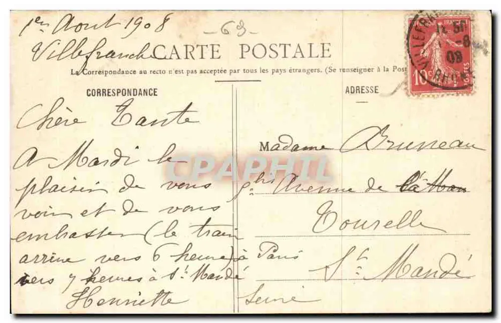 Castelo de Longsard — Arnas (Rhone) — G. Belin, Villefranche - Verso